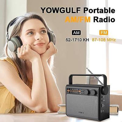 Portable AM FM Radio, Bluetooth Radio with Best Reception,Transistor Radio  Plug in Wall or Battery Powered, Radio with Headphone Jack, USB, Aux in