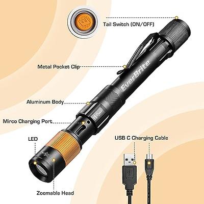 Mini Pocket Flashlight with Pen Clip LED Torch Light Battery Powered  Waterproof