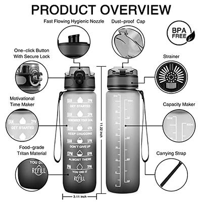 Esgreen 32 oz Motivational Water Bottles With Time Maker, Big