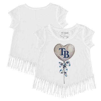 Youth Tiny Turnip White/Navy Tampa Bay Rays Baseball Love 3/4-Sleeve Raglan T-Shirt Size: Small