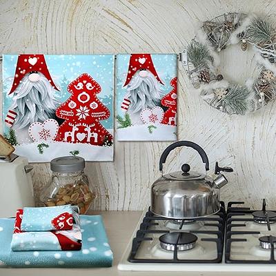 Patelai 4 Pack Christmas Kitchen Towels Buffalo Plaid Dish Towels Winter  Hand Towels Farmhouse Tea Towels Housewarming Gifts Christmas Decorations  for