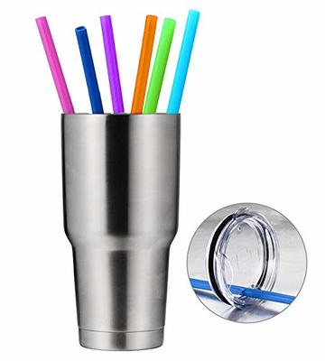 Botrove 12 inch Extra Long Reusable Silicone Straight Straws for Extra Tall Tumbler 40 oz Hydro Flask,32 oz Blender Bottle Nutribullet, Nutri Ninja