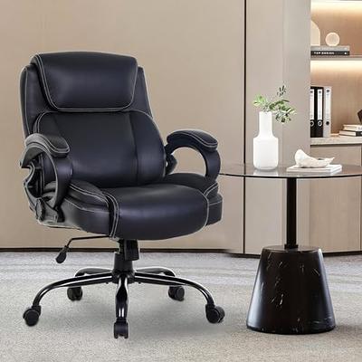 Big and Tall Office Chair 500lbs Wide Seat Ergonomic Desk Chair with Lumbar  Support Arms High Back PU Leather Executive Task Computer Chair for Heavy