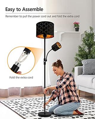 Modern Black Adjustable Floor Lamp LED Standing Reading Light with