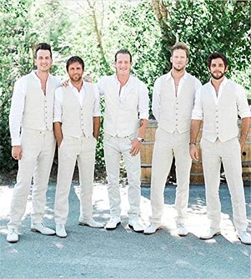 Beach Wedding Suits 2 Pieces Slim Fit Vest Pant Groomsmen Tuxedos Summer  Gray Men Suits Linen Casual Suits for Men gr-M/4034 - Yahoo Shopping