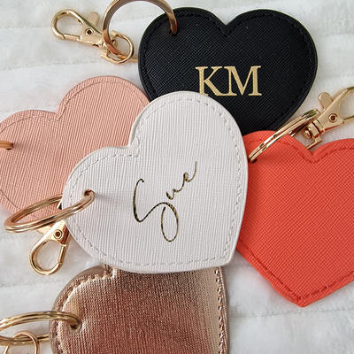 Personalised Heart Keyring, Monogram Key Clip, Faux Leather Bag Charm,  Initials Keychain, Gift For Her, Birthday, Bridesmaid - Yahoo Shopping