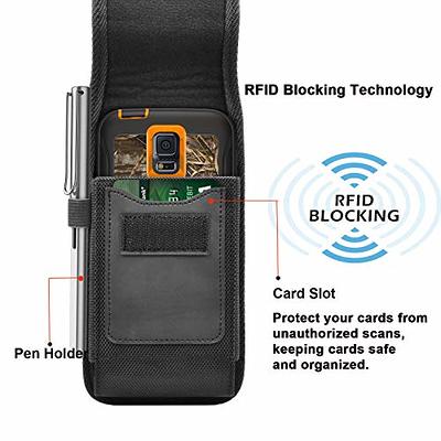 Universal Vertical Nylon Holster Fits iPhone SE 2020 7 8 11 Pro 12 Mini XR  X Max Carrying Cell Phone Holster Belt Clip Holder Case Pouch with Card  Slot for Samsung Galaxy