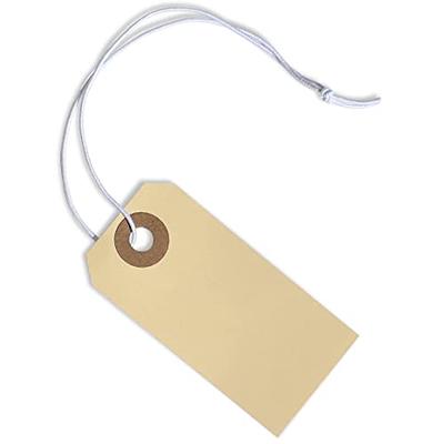  60 Pieces Blank Manila Shipping Tags with Elastic String  Attached Inventory Tags Luggage Paper Tag Present Tags Cardboard Tags with  String Hang Label Tags with Reinforced Hole 4 3/4 x