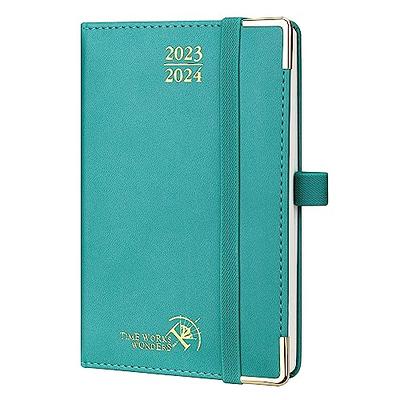 POPRUN Daily Planner 2024 One Page per Day with Vegan Leather Hardcover -  Agenda 2024 Hourly Appointment Book with Monthly Tabs, Inner Pocket, 5.5 x