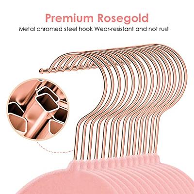 Velvet Hangers 50 Pack, Black Felt Hangers Non Slip with Rose Gold Hook,  Premium