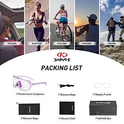 KAPVOE Photochromic Cycling Glasses for Men Women Mountain Bike
