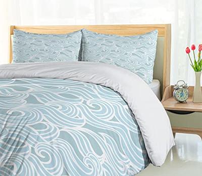 Ambesonne Aqua Duvet Cover Set, Abstract Ikat Frame Antique