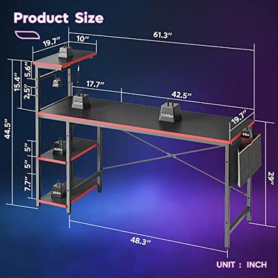 51 Large Carbon Fiber Gaming Desk L-Shaped Monitor Stand - Black&Red –  Motpk Game