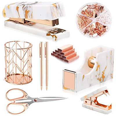 Rose Gold Office Supplies and Accessories, Acrylic Stapler, Staple Remover,  Tape Dispenser, Pen Holder, Phone Holder, Scissors, Paper Clips, Binder  Clips, 2 Pen and 1000 pcs Staples - Yahoo Shopping