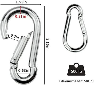 8 Pack 3 Inch Spring Snap Hook Stainless Steel 304 Carabiner Clips Heavy  Duty Quick Link Hook for Outdoor Camping Hiking Hammock Swing (M8 x 80mm)