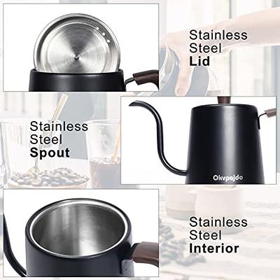 VEVOR Electric Gooseneck Kettle 1L Temperature Control Pour Over Coffee Kettle with 5 Variable Presets 304 Food Grade Stainless Steel Hot Water Tea