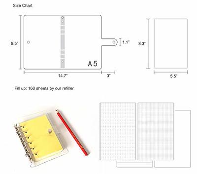 4 Set Mini Transparent 3-Ring Binder Covers with Grid Inner Page and 12 Pcs  Binder Pockets(3 Pcs/Set) Clear PVC Binder Cover with Snap Button Mini