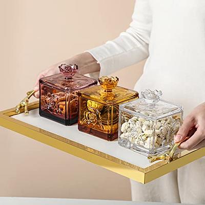 Embossed Glass Candy Jar with Lid set of 2 Colorful Decorative Jewelry Box  Wedding Candy Buffet Jar Kitchen Storage Jar for Bathroom, Pantry, Office,  Red Purple - Yahoo Shopping