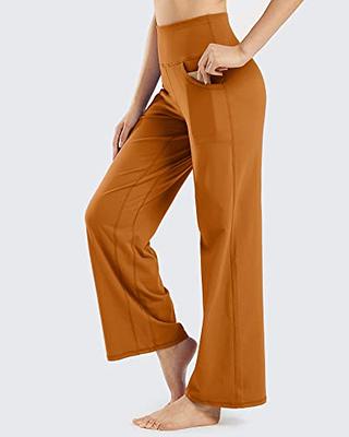 Wide Leg Yoga Pants for Women Loose Comfy Flare Sweatpants with Pockets  High Waist Stretch Pants Regular Fit Trouser Pant Brown M
