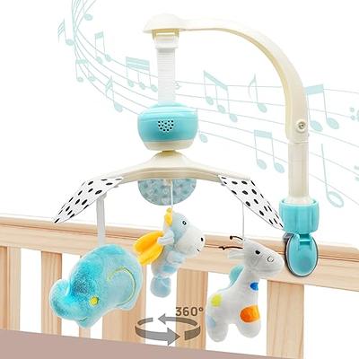  FEISIKE Crib Mobile Motor, Baby Music Box Spinner with 3  Modes（Turn & Music,Turn Only, Music Only) Volume Control,12  Lullabies,Portable Sound Machine,Auto-Off 30 Minutes, Battery Operated :  Baby