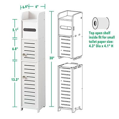  TUOXINEM Storage Cabinet for Small Spaces, Over The Toilet  Cabinet for Skinny Bathroom Storage Corner Floor, Slim Paper Cabinet with 2  Doors & Shelves (White) : Home & Kitchen