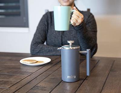 Mira Stainless Steel French Press Coffee Maker | Double Walled Insulated Coffee & Tea