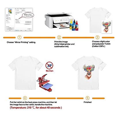 30 Sheets Heat Transfer Paper for White and Light Fabric 8.3 x 11.7 Iron-on Transfer  Paper for T Shirt for Any Inkjet Printers Washable No Cracking No Fading  Light 30 sheets