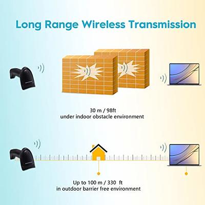 NADAMOO Wireless Barcode Scanner 328 Feet Transmission Distance USB  Cordless 1D Laser Automatic Barcode Reader Handhold Bar Code Scanner with  USB