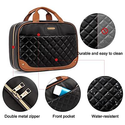 CLUCI Toiletry Bag for women Leather Travel Bag Water-resistant Large Makeup  Cosmetic Bag Travel Organizer for Accessories with Hanging Hook, Full Sized  Container, Toiletries, Black with Brown - Yahoo Shopping