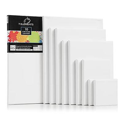 7 Elements (10 Pack) Stretched Canvas for Painting - 100% Cotton Pre Primed  White Art Canvases, (2 of Each) 4x4, 5x7, 8x10, 9x12, 11x14 - Yahoo  Shopping