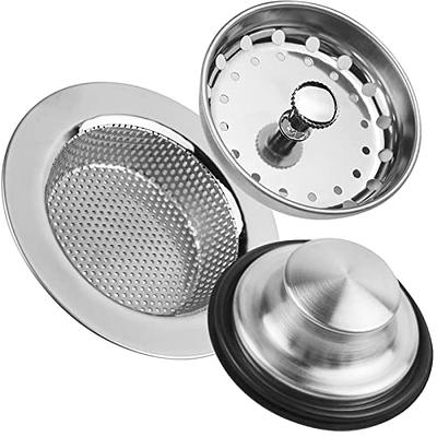 2 Pack Kitchen Sink Strainers, 1 Pack Anti-Clogging Kitchen Sink Stopper,  Stainless Steel Garbage Disposal Sink Plug for Most Standard 3-1/2 Inch