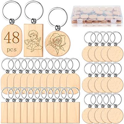 60 Pack Unfinished Wood Gift Tags for Crafts, Wooden Rectangles with Holes for Stockings (1 x 2 in)