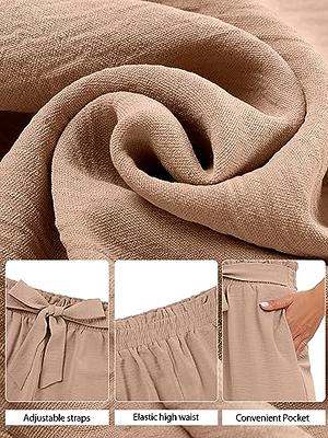 Sucolan Khaki Wide Leg Pants for Women Lightweight Lounge Pant High Waisted  Casual Work Pants Adjustable Tie Knot Loose Trousers with Pockets XXL -  Yahoo Shopping