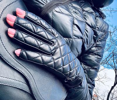 MENS QUILTED LEATHER FINGERLESS GLOVES