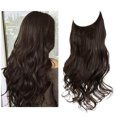 26 inches Synthetic Long Wave 4 Clips Hair Extensions Clips in High  Temperature Fiber Light Brown Hairpiece