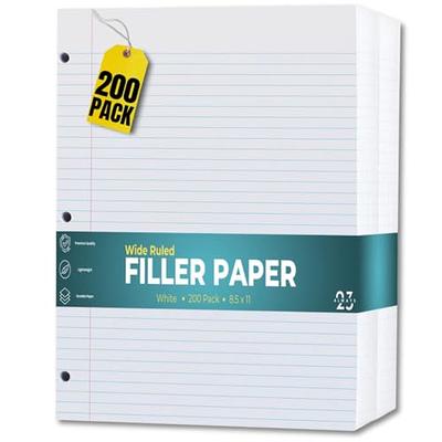  Mead Loose Leaf Paper, Notebook Paper, Wide Ruled Filler Paper,  Standard, 8 x 10.5, 200 Sheets (15200) White : Notebook Filler Paper :  Office Products