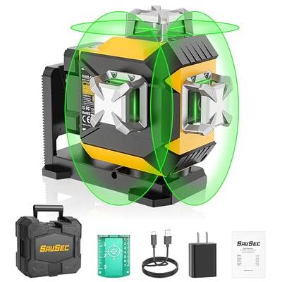 Huepar 3D Cross Line Self-leveling Laser Level 3 x 360 12 lines Green Beam  Three-Plane Leveling and Alignment Laser Tool, Li-ion Battery with Type-C  Charging Port & Hard Carry Case Included 