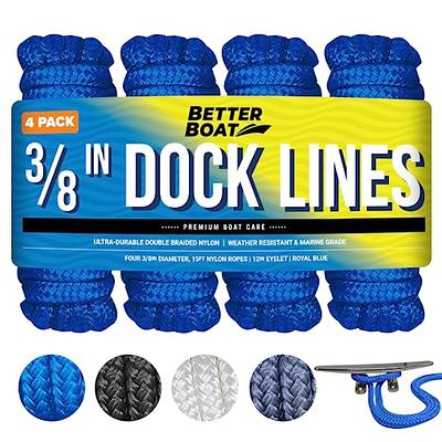 2 Pack 3/8 Inch 15 FT Double Braid Nylon Dock Line Mooring Rope for Boat  Marine