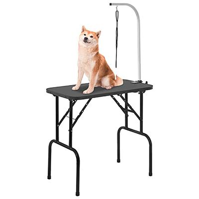 Bonnlo Pet Grooming Table, Portable Dog Grooming Table with Arm Noose &  Mesh Tray, Adjustable Foldable Pet Groom Table Stand for
