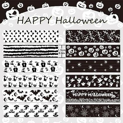 HLARTNET 12 Rolls Halloween Washi Tape Set Black White Washi Masking Tape  Bat Ghosts Pumpkin Halloween Themd Pattern Decorative Tape for Scrapbook  Gift Wrapping Journal Art Craft - Yahoo Shopping