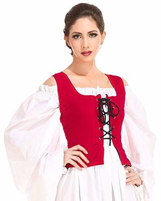 Panitay Women Pirate Costume Renaissance Peasant Top Corset Belt