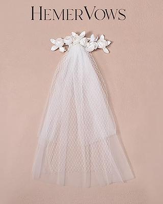 HemerVows White Floral Bridal Veils: Short Shoulder Length Veil with Comb  Wedding Party Bride Hair Accessories for Women and Girls - Yahoo Shopping