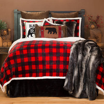 Red Black Lumberjack Buffalo Plaid Pattern Bath Towel Set