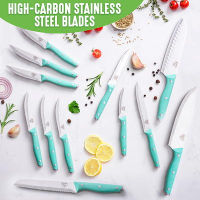 GreenLife Cutlery Stainless Steel Knife Set, 13 Piece with Knife Block,  Turquoise - Yahoo Shopping