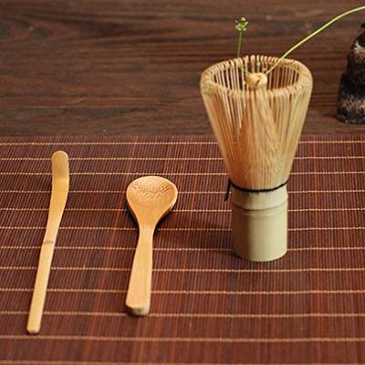  Bamboo Whisk (Chasen) and Hooked Bamboo Scoop (Chashaku) -  Matcha Tea Whisk for Matcha Tea Preparation - MATCHA DNA Brand -  Traditional Matcha Whisk Made from Durable and Sustainable Golden Bamboo 