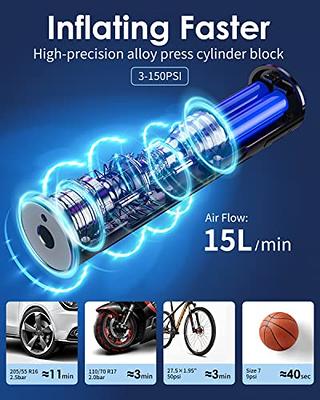 SIYOTEAM Tire Inflator Portable for Bike, Electric Bike Pump Cordless Air  Pump with Digital Pressure Gauge, 150PSI & 4500mAh Rechargeable Battery  Tire