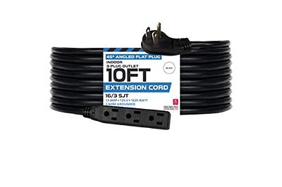 Iron Forge Cable 10 Ft Flat Plug Extension Cord 3 Outlets, Power Strip Low  Profile Extension