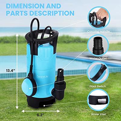 Dekopro Deko 1/2HP 400W 1981GPH Sump Pump Submersible Pump Clean/Dirty Water Pump Swimming Pool Garden Tub Pond Flood Drain w/Float Swi