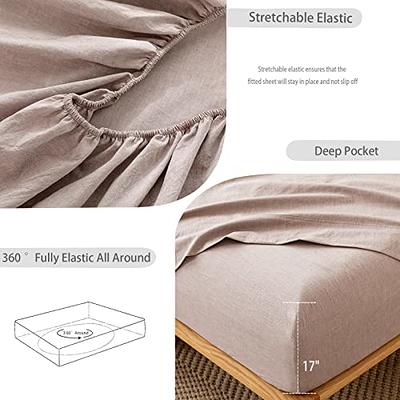 MooMee Bedding Duvet Cover Set 100% Washed Cotton Linen Like Textured  Breathable Durable Soft Comfy (Comforter Not Included) Sandy Beige, King