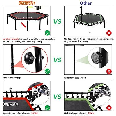 48'' Fitness Trampoline with Adjustable Handle Bar, Silent Trampoline  Bungee Rebounder Jumping Cardio Trainer Workout for Adults - Max Limit 330  lbs